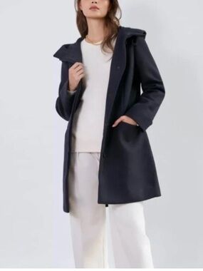 Aritzia Babaton Pearce Italian Wool Cashmere Hooded Duffle Peacoat XS Navy